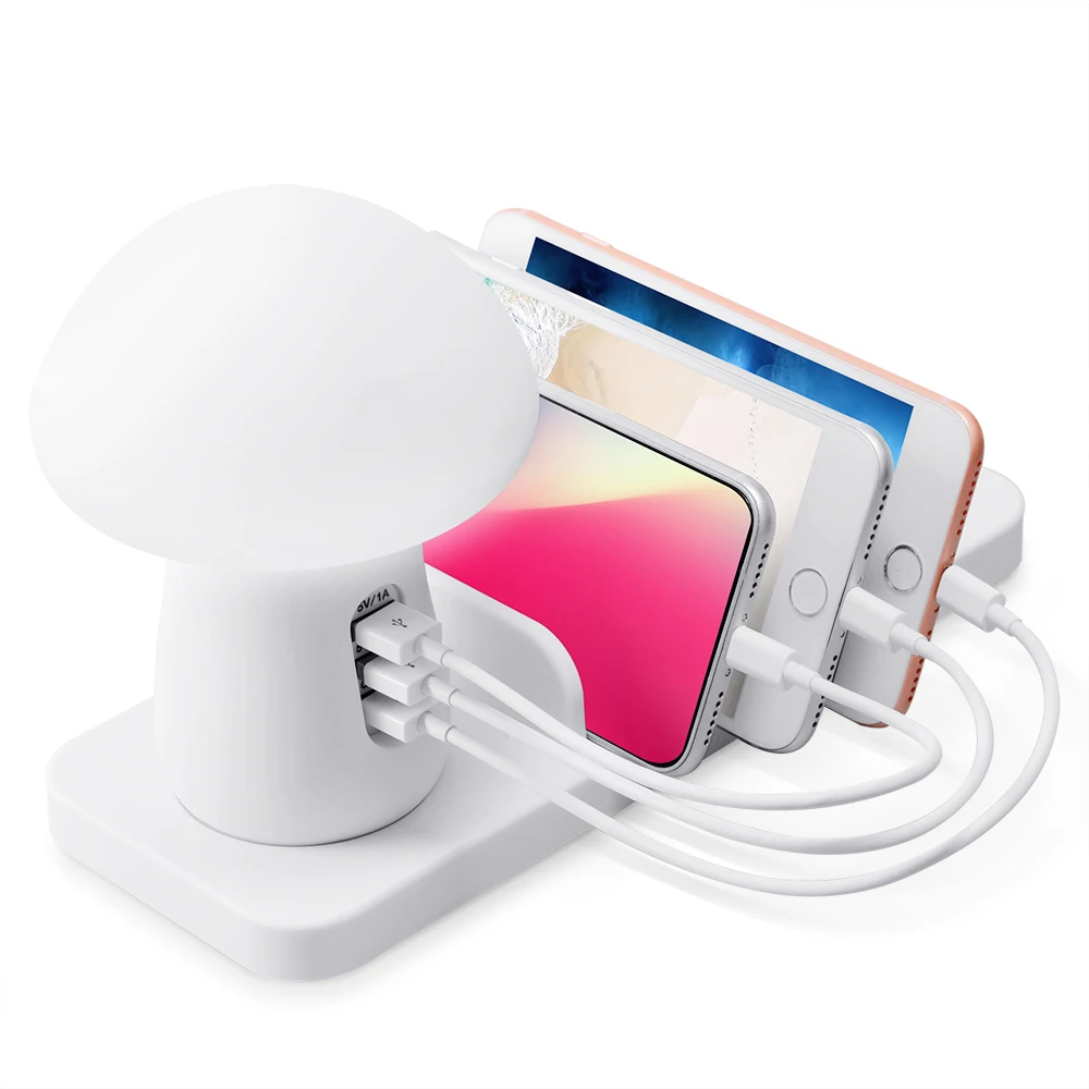  4 в 1 для зарядки телефона Statoin 3 порта USB Quick Charge 0 беспроводной зарядник-держатель с ночной