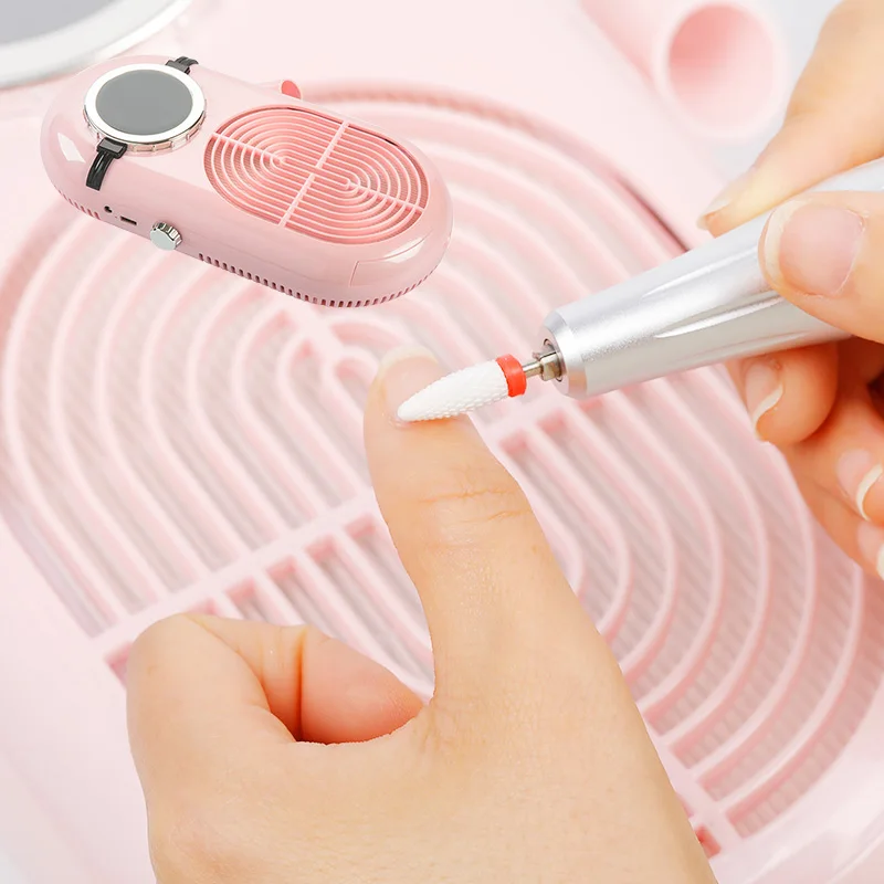 Professional Nails Drill Vaccum Cleaner Pink Acrylic Manicure Polishing Tool Pedicure Custom Logo Wholesale Nail Dust Collector