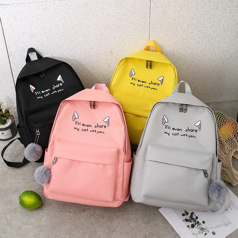 Shoulder Bag Pencil Bag Backpack Junior High School Students School Bag Candy Color 3-Piece-Set Backpack