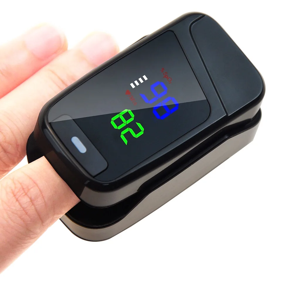 
In stock four color LED new black fingertip pulse oximeter pulse oxymetre CE certification, ISO13485 