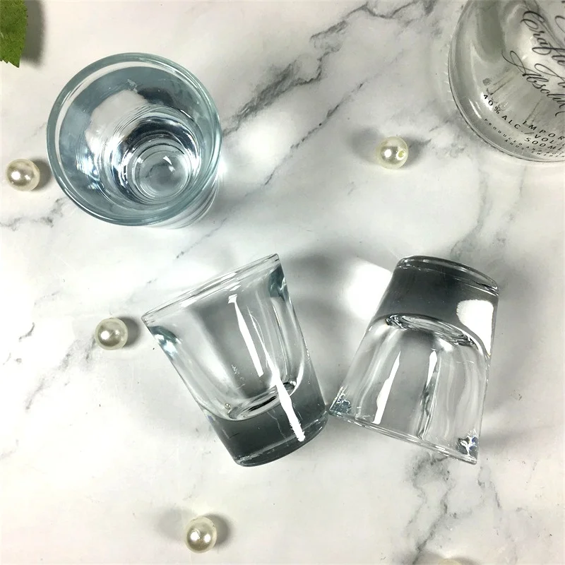 60ml small size double shot glass for coffee liqueur with nail shape bottom cheap price small spirit glass tumbler for home