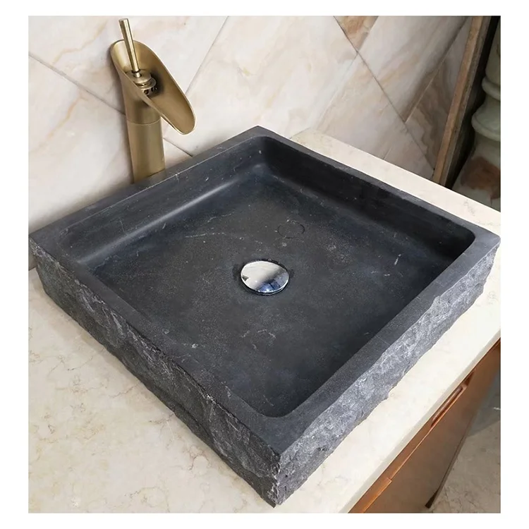 Toilet black marble stone square hand wash basin sink black for bathroom