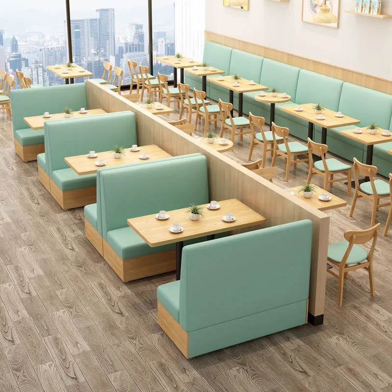 Tea House Card Seat Restaurant Set Snack Hamburger Milk Tea Shop Noodle Hot Pot Shop Comfortable Sofa Combination Table Chair