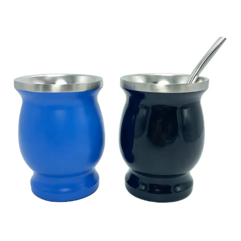  8 унций черно-зеленые изготовленные на заказ двойные стены нержавеющая сталь с соломинкой Термокружка yerba mate Аргентина