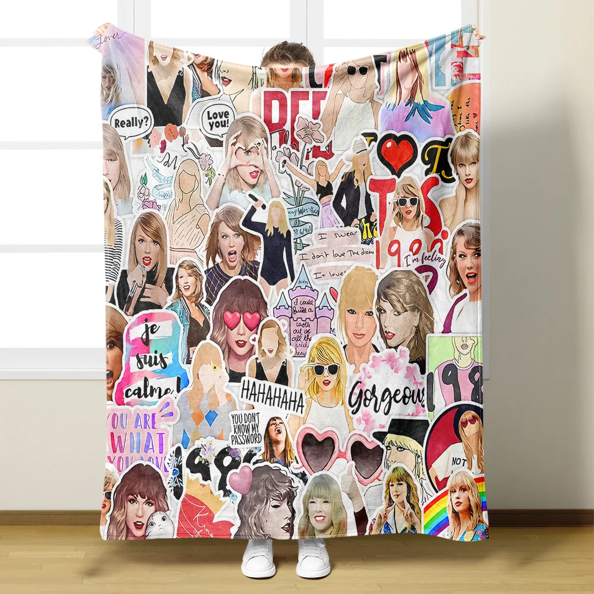 Superstar High Quality Wholesale Custom Taylor ERAS Tour Flannel Fleece Soft Warm Travel Throw Blanket