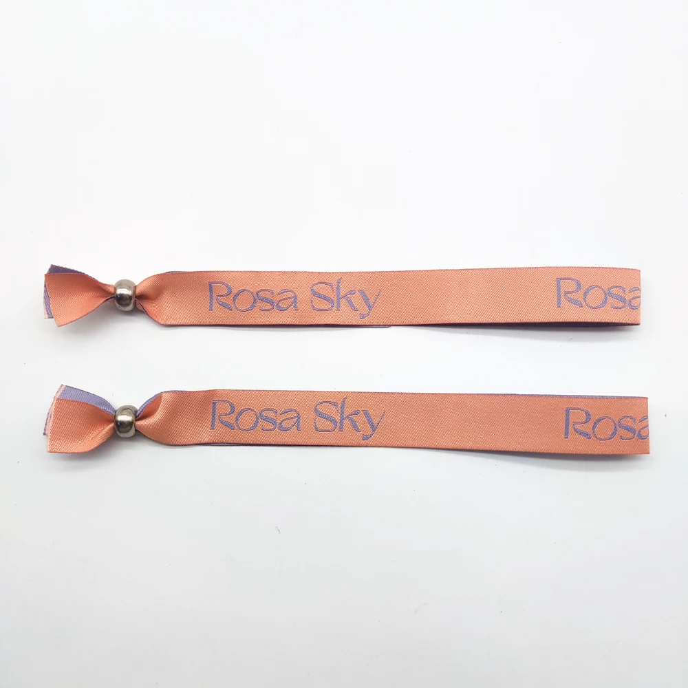 OEM Polyester ID Ticket Custom Fabric Printing Logo Wrist Band Woven Wristband Events