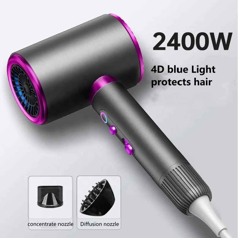 Salon High Power Hair Dryer 2400w 2100w High Speed Hairdressing With 2 Diffusers Blow Dryer