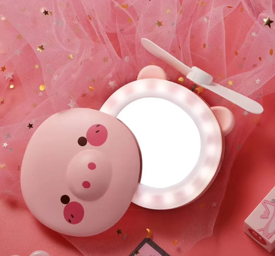 Hot-sell Usb mini fan with Led light and mirror