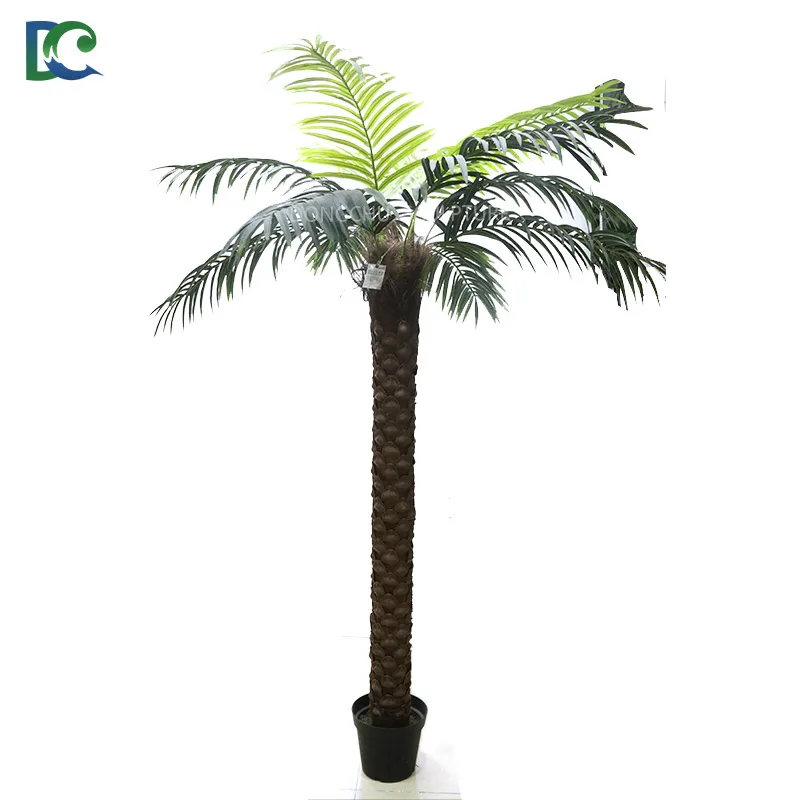 cheap 2.5m / 3m artificial palm tree areca potted tree with plastic palm tree leaves for decor