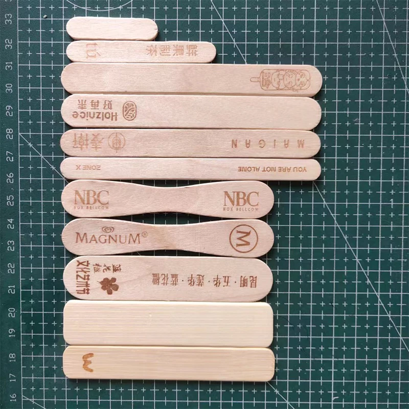 Eco-Friendly Laser-Cut Your Logo Customized Indispensable Smoothness Eco Birch Wooden Ice Cream Sticks