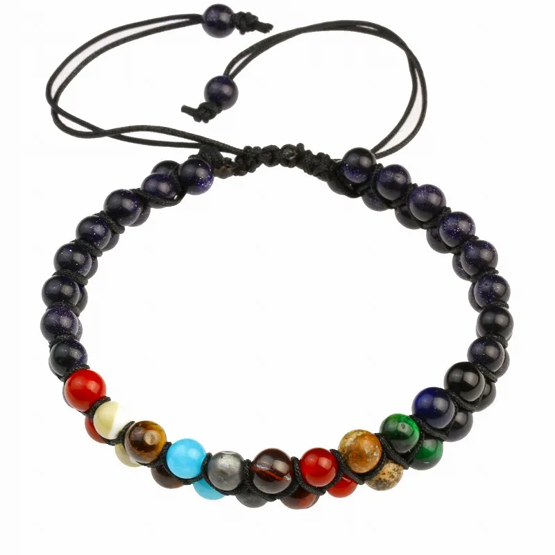 Adjustable Solar System Planet Natural Stone Bracelet Agate Crystal  Amethyst Stone  Bracelet ST121