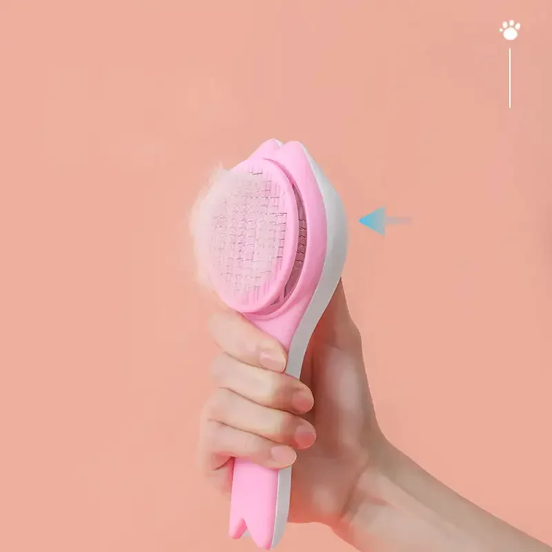 Hight Quality Pet Grooming Tool Self Cleaning Stainless One-key Hair Removing Pet Dog Comb