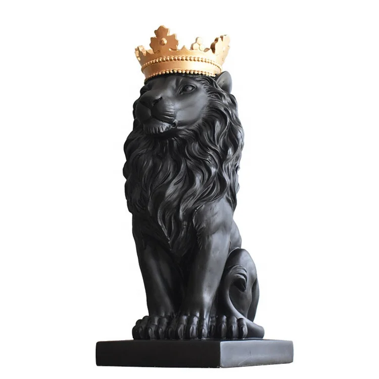 Royal Crown Resin Stone Lion Statue Figurine Animal King Furnishings Crafts