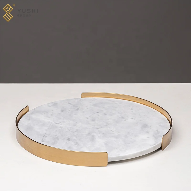 Yushi GroupModern Creative Marble Tray Ornament Artistic Home Storage Stone Tray Crafts Desktop Hotel Party Storage Decoration