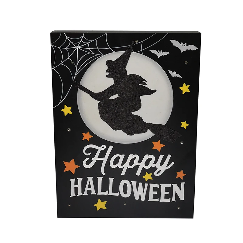 Cheap Custom Halloween 2022 Decoration Custom Led Sign Wooden Ornament Made in China