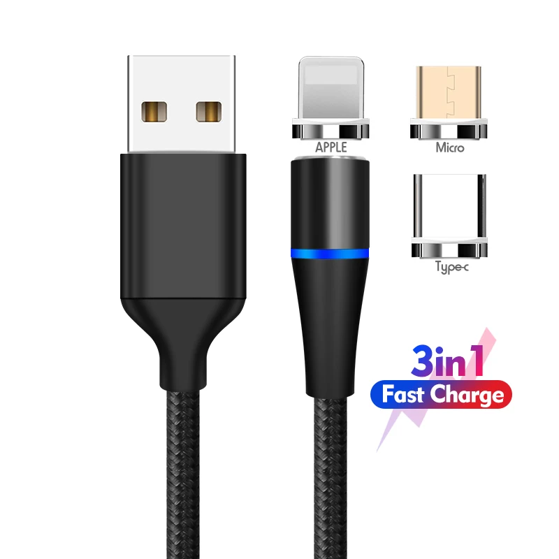 high quality manufacturer usb fast magnetic Charging Cable 3in1 Data Micro Type C for iphone Samsung HUAWEI Android IOS