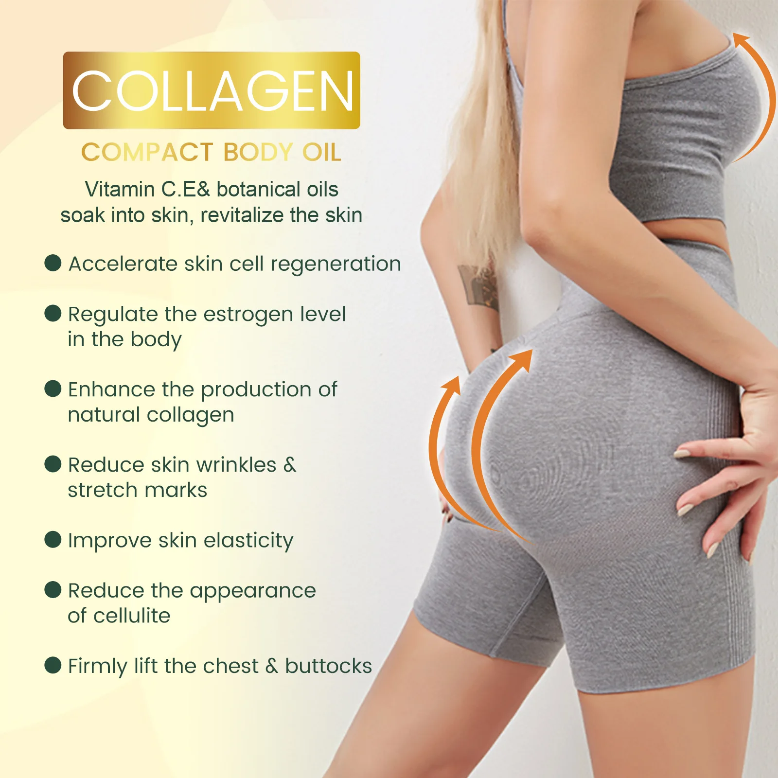 Firming Body Oil Collagen Lifting up Body Oil Anti Cellulite Belly Thigh Butt Burning Fat Reduce Wrinkles Care Slimming Oil