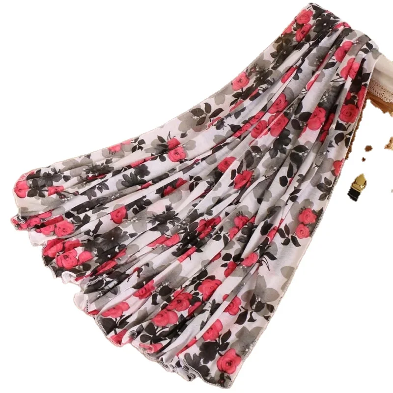 
2021 muslim scarf floral jersey hijab new style plain jersey hijabs very comfortable shawl 