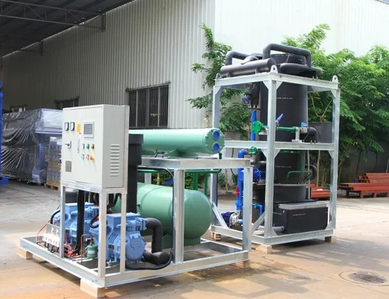 Industrial ice machine tube 10 ton with nice compressor water cooling
