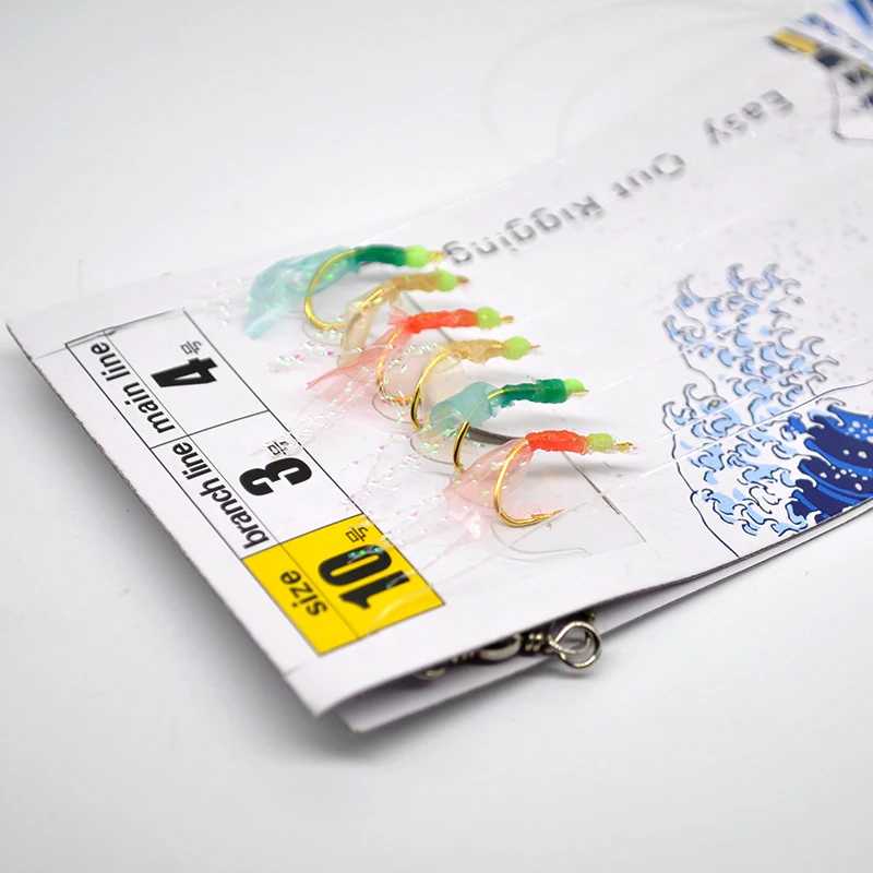 Морская рыбалка настоящая рыба кожа Sabiki светящиеся бусины Sabiki 6 крючков Sabiki