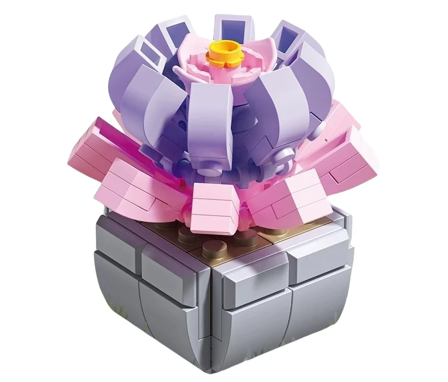 Rose Flower Bouquet Building Blocks Set Artificial Rose Sets with Vase for Home Office Decorating