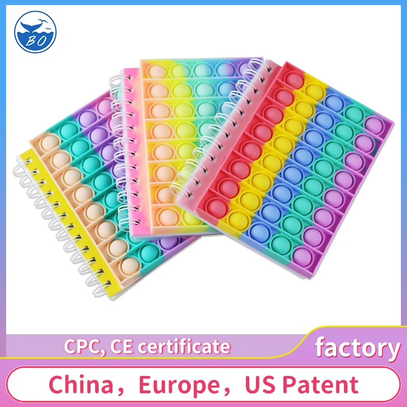 2022 Finger push Cover Notebooks A5 Silicone Sensory Stress Relax Fidget Notebook Bubble Cover Note Books
