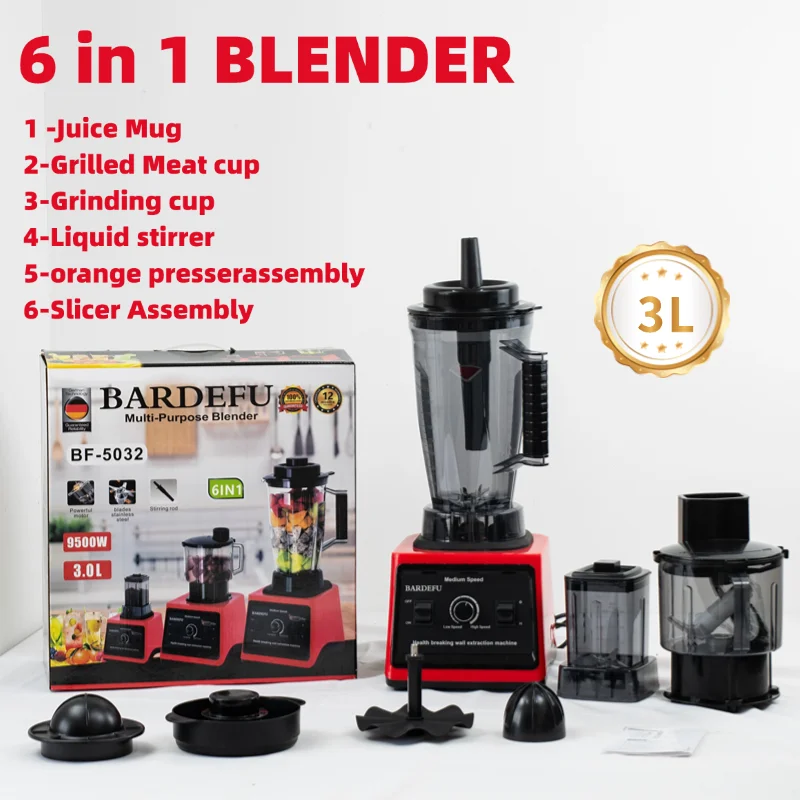 multifunctional 3L 6 in 1blender juicer food processor blender 3 in 1 smoothie blender machine heavy duty commercial 9500w