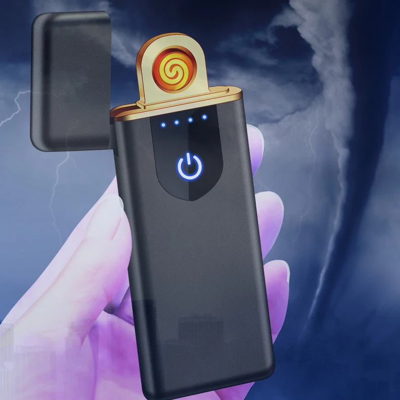 Customize Design Wholesale USB Rechargeable Metal Flameless Touch Screen Ultra-thin Electric Lighter