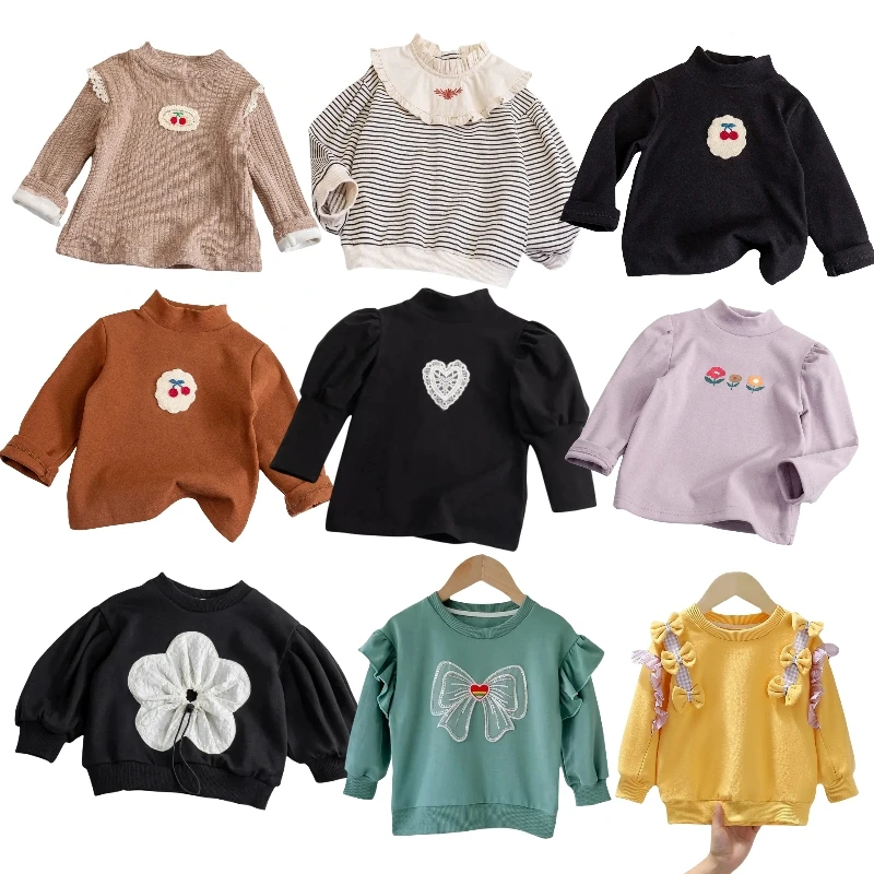 Custom Comfortable Girls Cute Pullover Sweatshirt Casual Long Sleeve Plain Crew Neck Sweatshirt