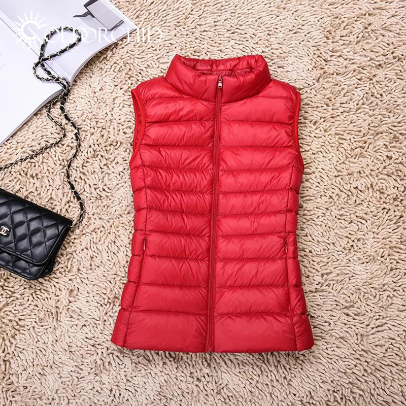 Wholesale Sleeveless Customized Logo Women down vest light duck winter down jacket