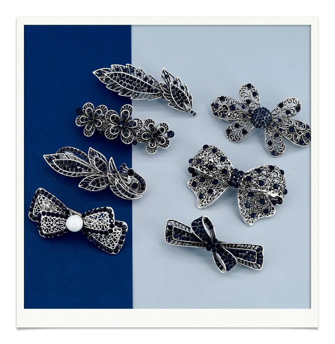 Black Design Barrettes Hairgrips Hairpins Rhinestone Butterfly Hair Accessories Headpieces Headdress Hair Ornaments for Women