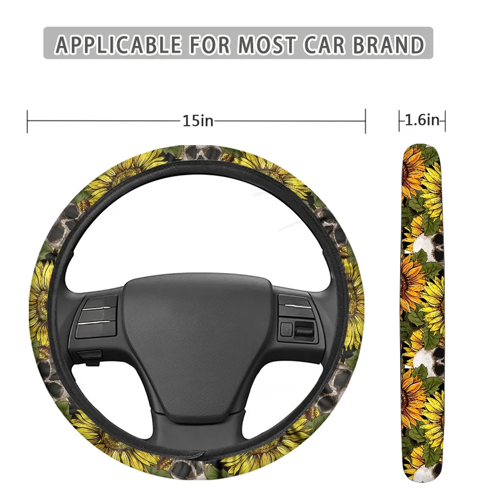 Drop Shipping Green Camouflage With Brown Leopard Print Custom 3D Print Car Steering Wheel Covers Universal Steering Wheel Cover