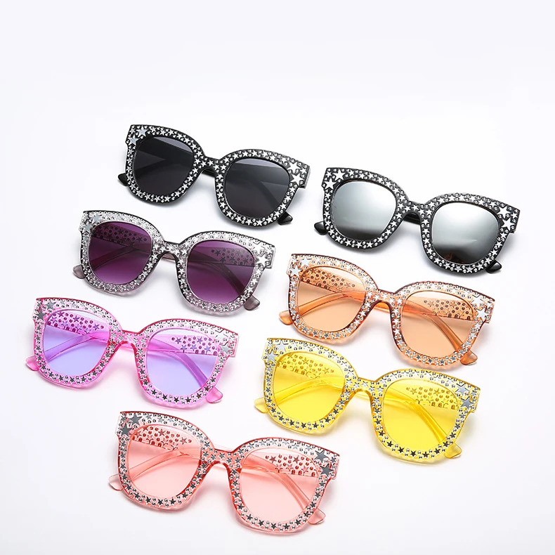 bling oversized diamond sun glasses 2022 wholesale lek luxury vintage women pink large sunglasses diamond with stars