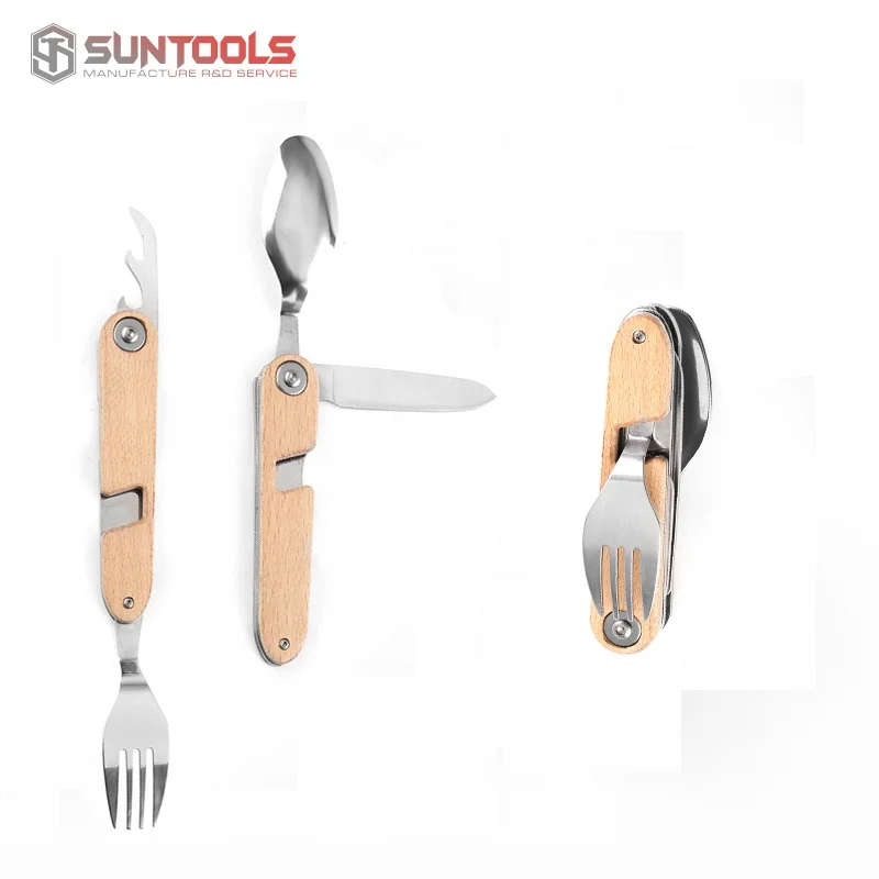Portable Camping knife fork spoon stainless steel tableware set for camping picnic travel cutlery