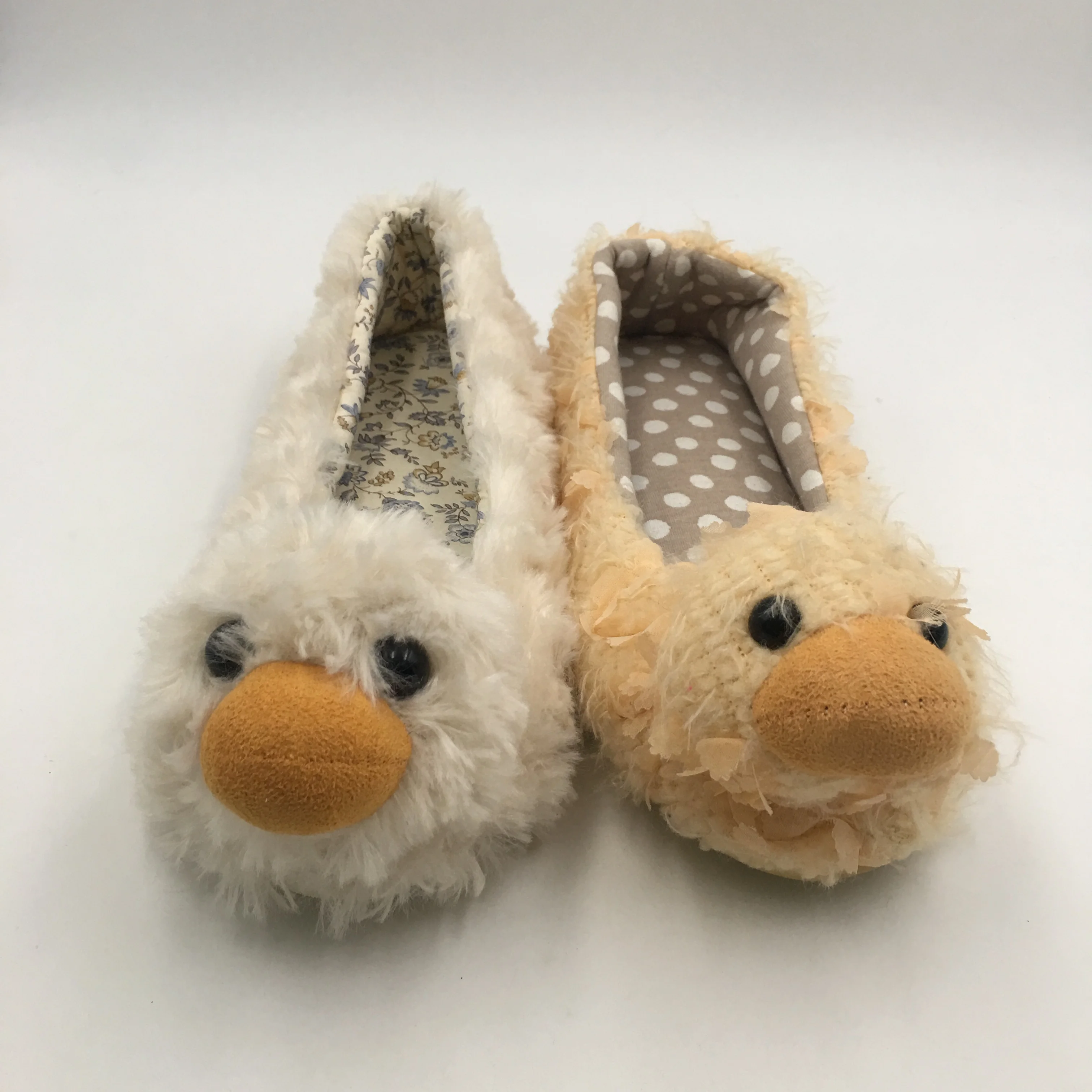 Cheap plush indoor animal cute duck ballerina slippers house shoes for ladies
