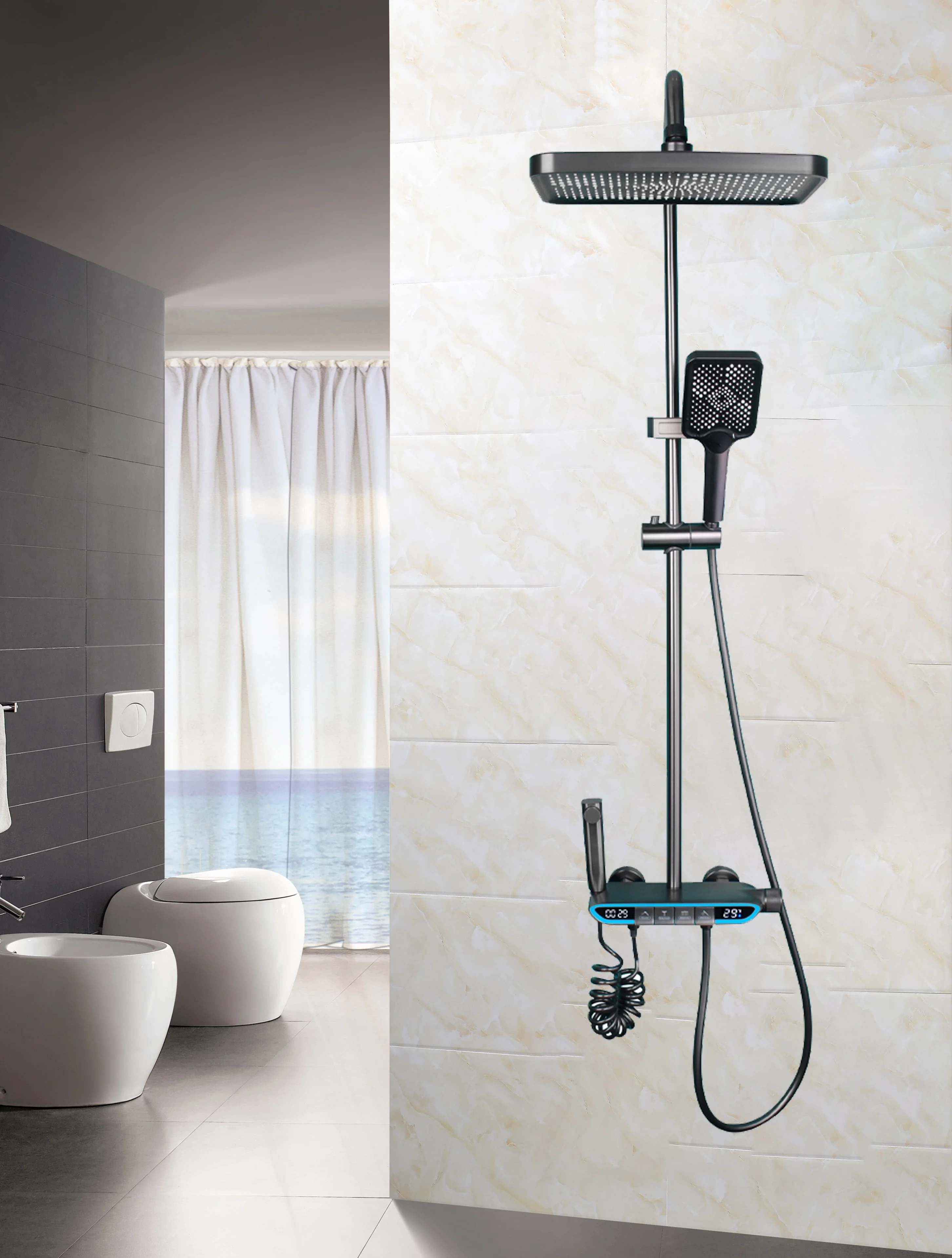 Piano Key Set Factory Direct Sales Luxury Shower Room Set  Bathroom Digital Display Screen  Piano Key Shower Set