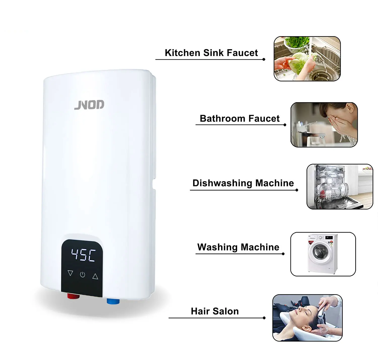 JNOD 400V EU ABS Cover Instant Electric Shower Water Heater Hot Water Geyser Tankless