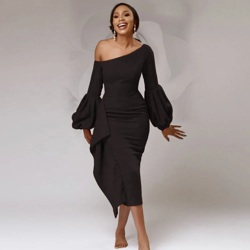 KX-AM210719 нерегулярные больших размеров с высокой талией оборками элегантное вечернее платье с рукавами-фонариками для женщин Выпускные платья 2021 вечерние платья