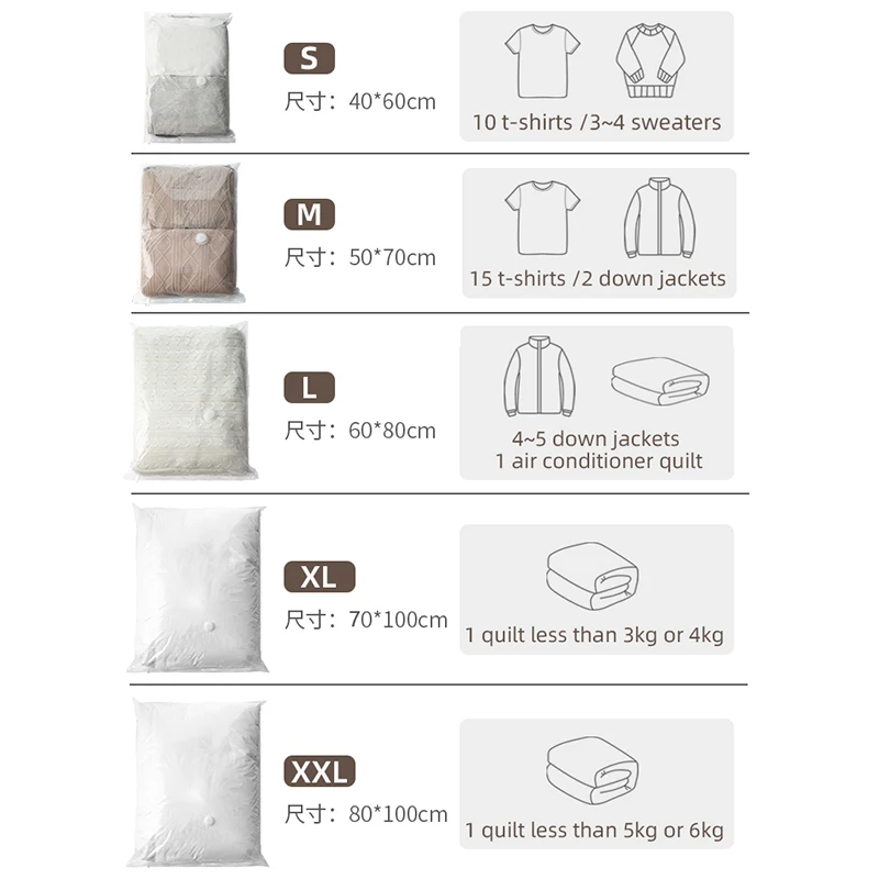 Eco Friendly Vacuum Storage Bags PE Plastic Vacuum Compressed Space vacuum bag for clothes