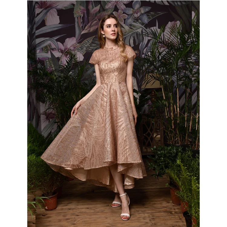 New Design Fashion rose gold satin party Prom Gowns 2022 luxury evening dress