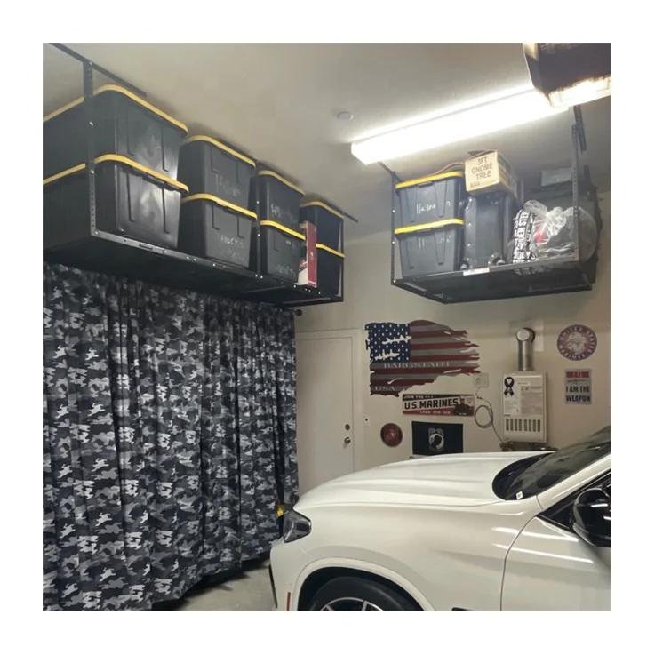 Black 4x6 Overhead Garage Storage Adjustable Ceiling Storage Rack Rood Ceiling Shelf