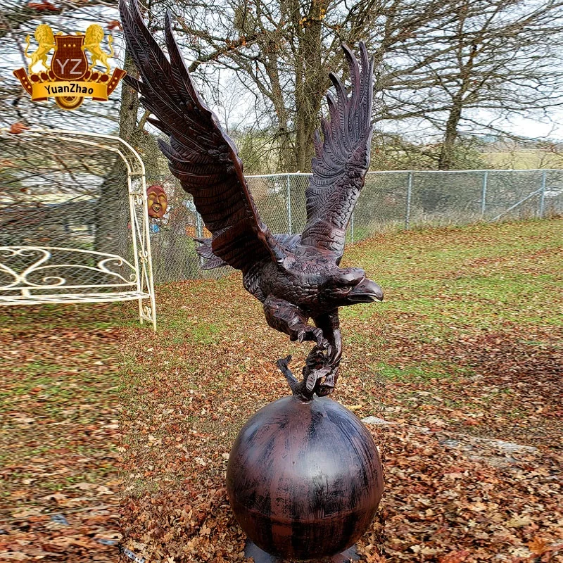 American Eagle Bronze Statue Large Garden Ornament Cast Bronze Eagle on Ball Sculpture