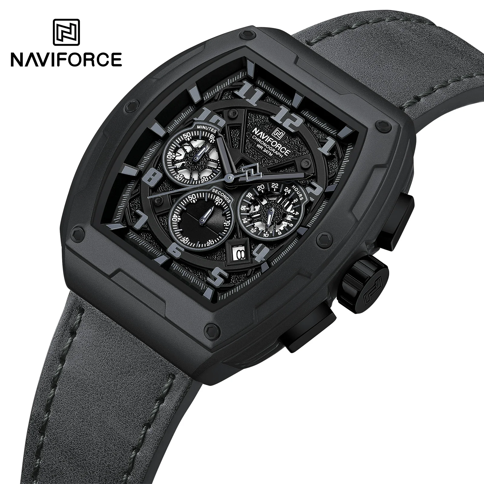 NAVIFORCE 8053 BGYGY Square Waterproof Water For Men Chronograph Date Quartz Silicone Band Quartz Watch Casual Custom Logo OEM