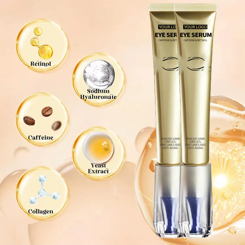 korean Caffeine Collagen Retinol dark circle anti aging eye repair lift cream Roller Serum for wrinkle