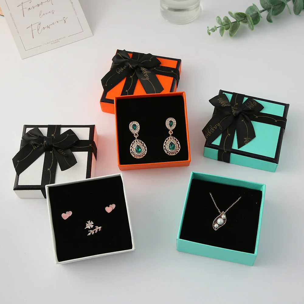 Hot Sale Wholesale Luxury Custom logo Paper Packaging Gift Jewelry Box with Bow and Bag