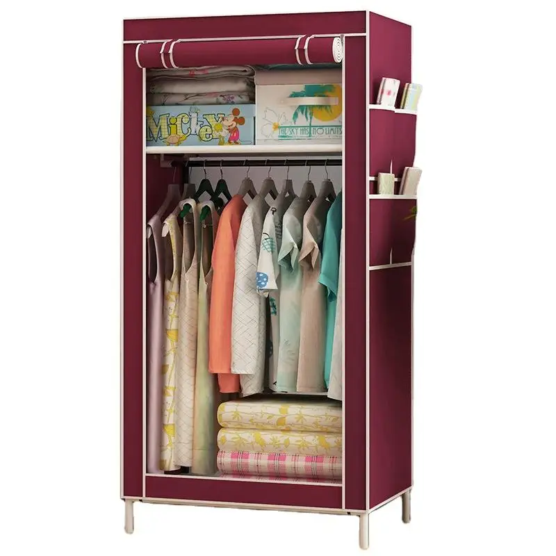 portable rack bifold hangers organizer set single kids storage fabric wardrobe closet