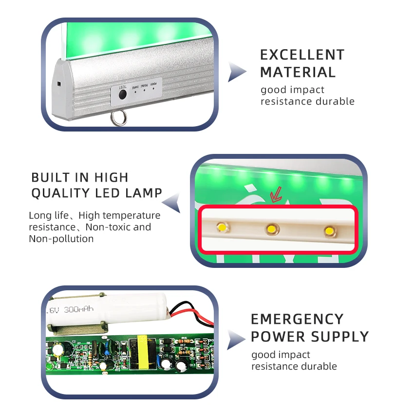 Hot sale Automatic Led Emergency Rechargeable Running Man Arrow Exit Sign Light