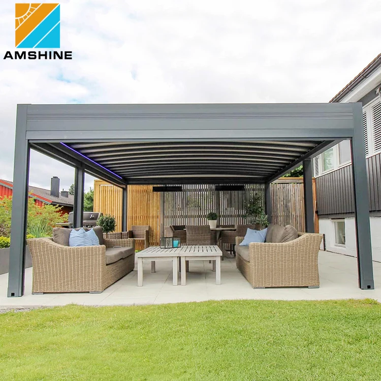 Outdoor Garden Automatic Vented Roof Gazebo Canopy Patio Metal Furniture For House
