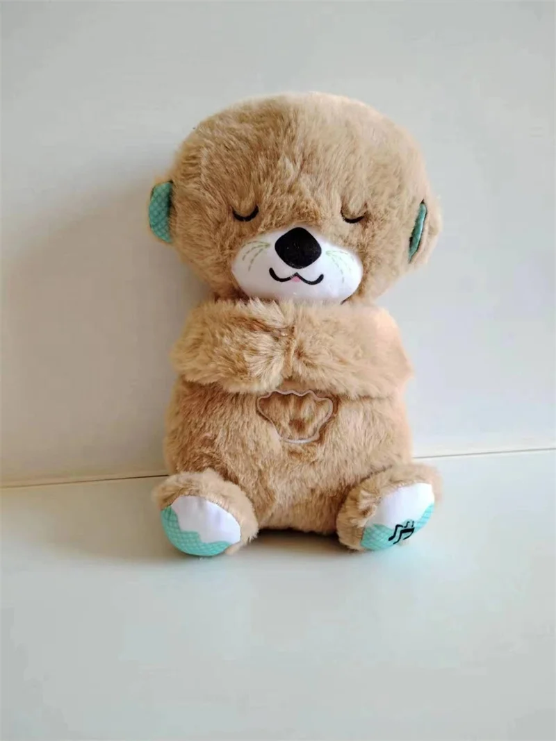 DOULUO sleeping bear with music and light hot selling product Stittch Plush toy breathing otter teddy bear with Sound