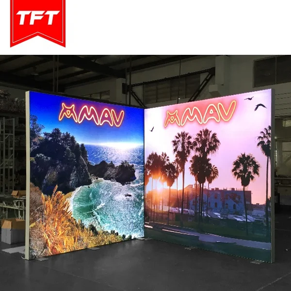 High Quality Portable Aluminium Frame Stretch Fabric Double Sided Backlit Exhibit Booth Backdrop